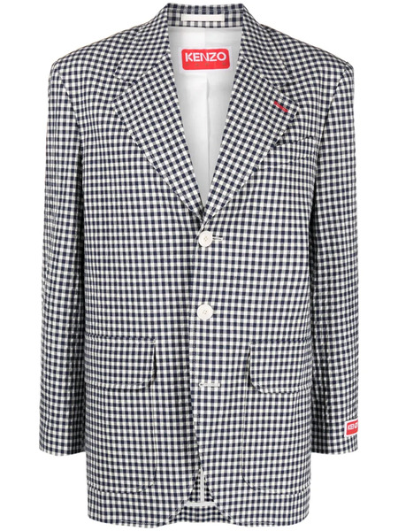  Kenzo Gingham Single-breasted Blazer - Blue 