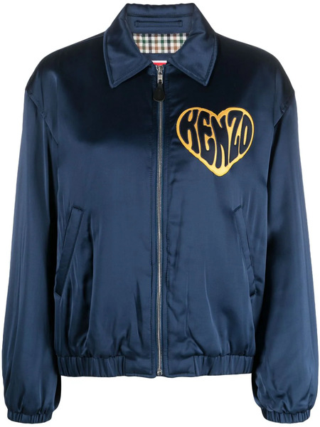  Kenzo Heart-patch Satin Jacket - Blue 