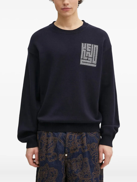  Kenzo Kamon Intarsia-logo Sweater - Blue 