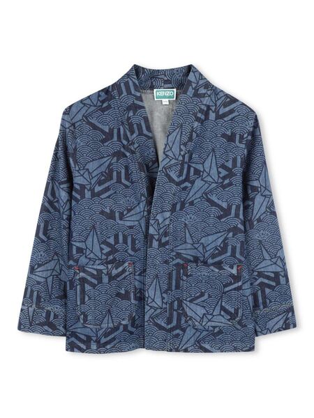  Kenzo Kids Abstract Pattern Denim Jacket - Blue 