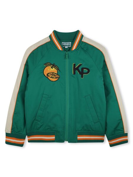  Kenzo Kids Chenille-logo Bomber Jacket - Green 