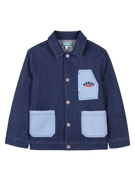  Kenzo Kids Embroidered-logo Denim Jacket - Blue 