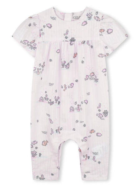  Kenzo Kids Graphic-print Seersucker Romper - Neutrals 