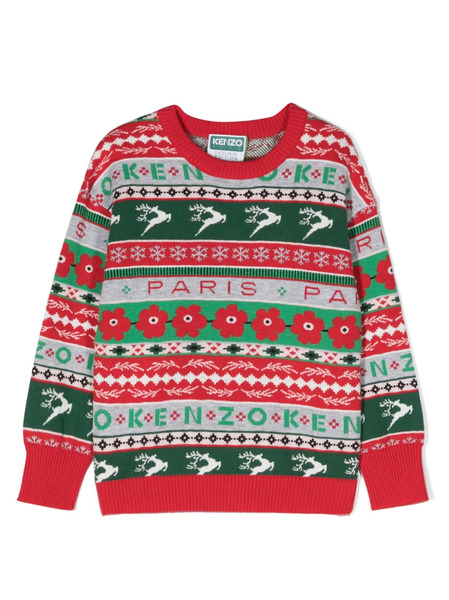  Kenzo Kids Holiday Jacquard-pattern Jumper - Red 