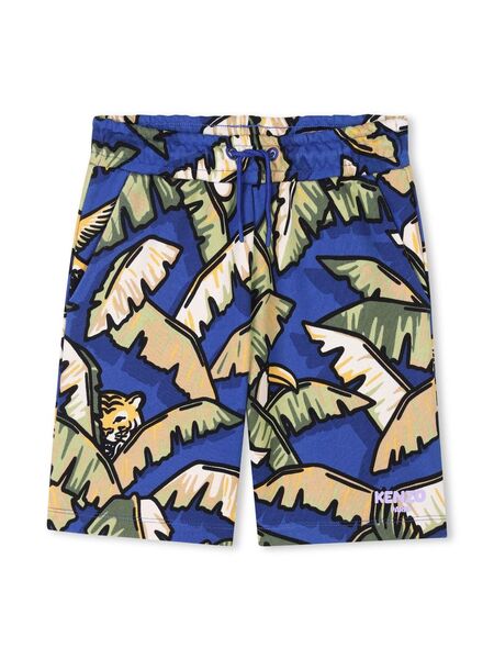  Kenzo Kids Leaf-print Bermuda Shorts - Blue 