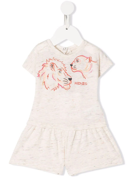  Kenzo Kids Lion-print Knitted Romper - Neutrals 