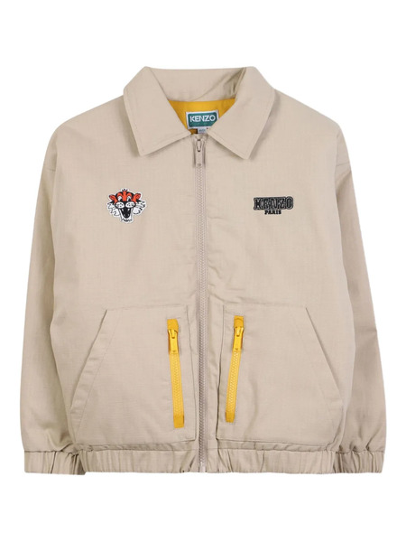  Kenzo Kids Logo-embroidered Bomber Jacket - Neutrals 