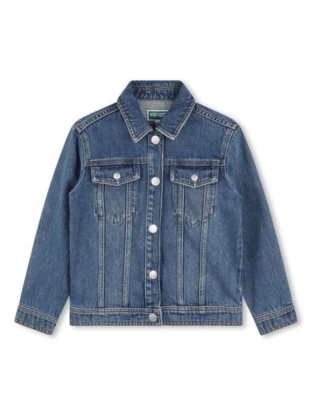  Kenzo Kids Logo-embroidered Denim Jacket - Blue 