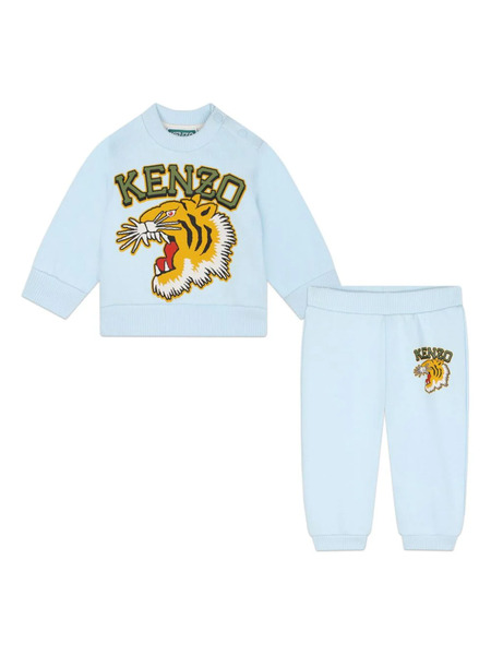  Kenzo Kids Tiger Head-print Cotton Tracksuit - Blue 
