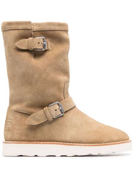  Kenzo Leather Shearling Boots - Neutrals 