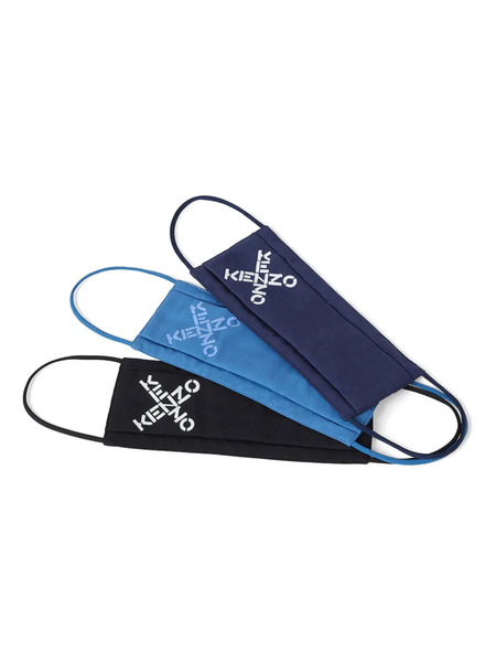  Kenzo Logo Face Masks (set Of Three) - Blue 