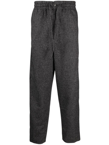  Kenzo Logo-patch Check-pattern Tapered Trousers - Grey 