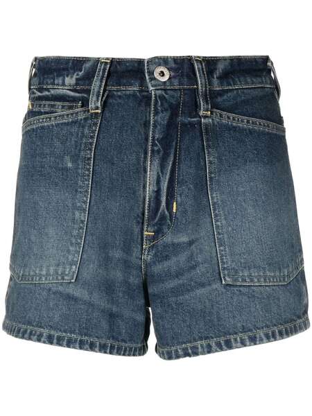  Kenzo Logo-patch Denim Short Shorts - Blue 