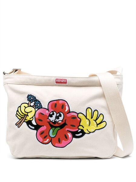  Kenzo Logo-patch Shoulder Bag - Neutrals 
