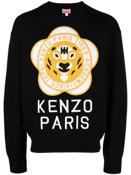  Kenzo Logo-patch Wool-cotton Jumper - Black 