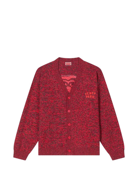  Kenzo Logo V-neck Cardigan - Red 