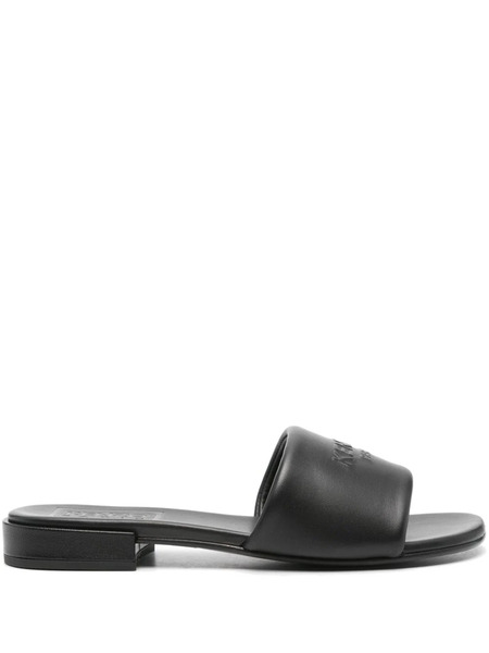  Kenzo Oki Leather Flat Sandals - Black 