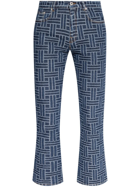  Kenzo Pattern Jacquard Flared Jeans - Blue 