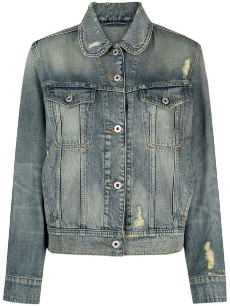  Kenzo Peter Pan-collar Ripped Denim Jacket - Blue 