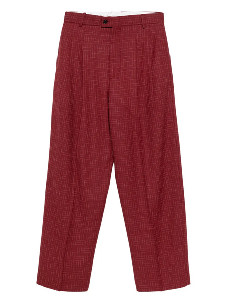  Kenzo Pleated Grid-pattern Trousers - Red 