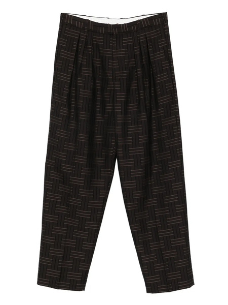  Kenzo Pleated Patterned Straight-leg Trousers - Brown 