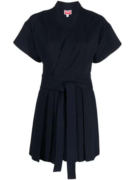  Kenzo Pleated Wrap Minidress - Blue 
