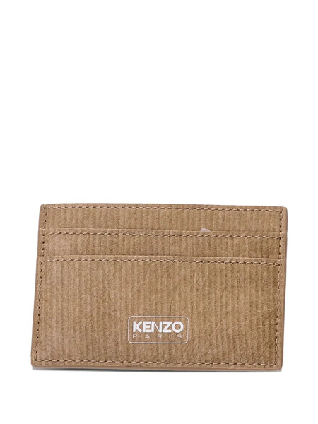  Kenzo Ribbed-texture Leather Card Holder - Neutrals 
