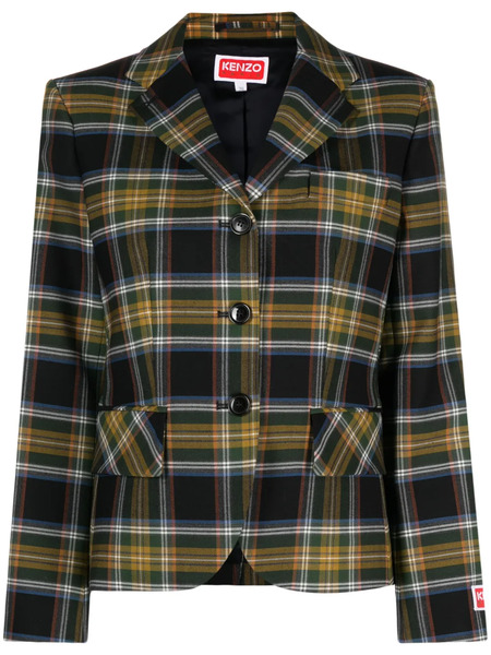  Kenzo Tartan-check Single-breasted Blazer - Yellow 