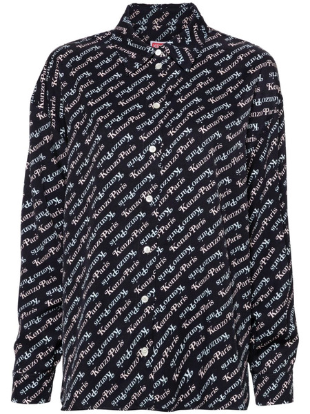  Kenzo Verdy Monogram-print Shirt - Blue 