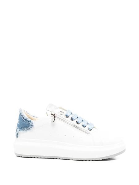  Keys Frayed Leather Sneakers - White 