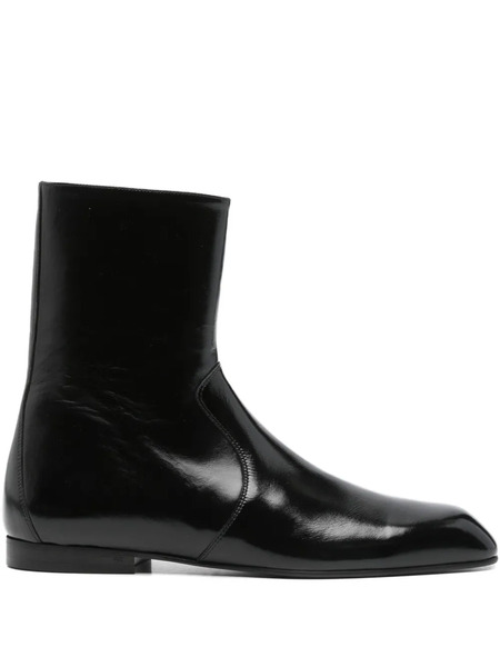  Khaite Colt Ankle Zip Leather Boots - Black 
