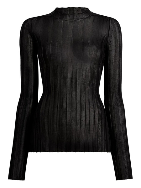  Khaite Cosette Ruffled Ribbed Top - Black 