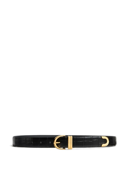  Khaite Crocodile-embossed Leather Belt - Black 