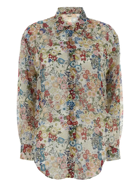  Khaite Floral-pattern Silk Shirt - Green 