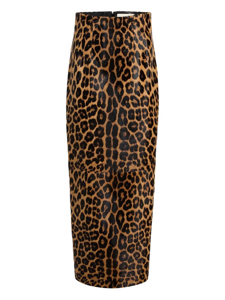  Khaite Leopard Print Slit Maxi Skirt - Brown 