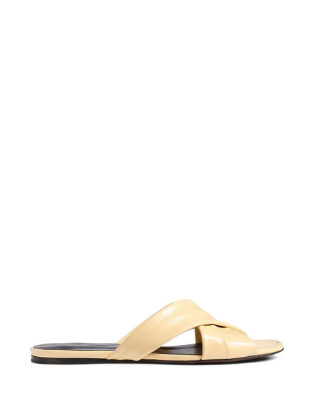  Khaite Liria Crossover Leather Sandals - Neutrals 
