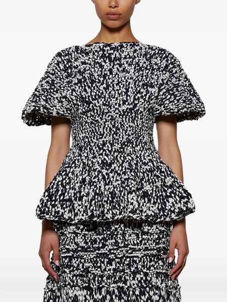  Khaite Mathilde Bubble-sleeve Peplum Top - Blue 