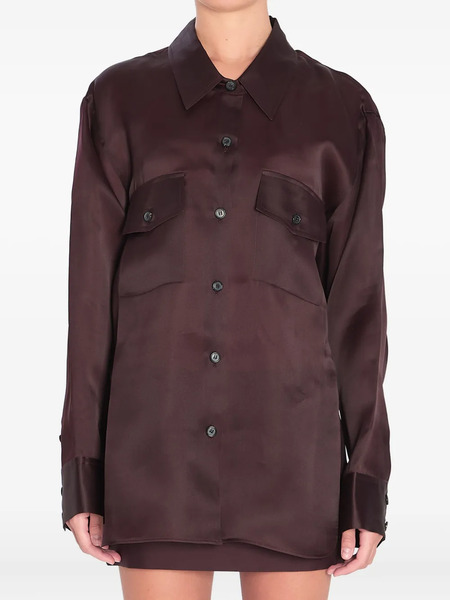  Khaite Matteo Flap-pocket Button-front Shirt - Brown 