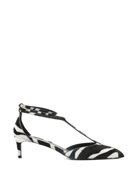  Khaite Mia Zebra Print T-strap Pumps - White 