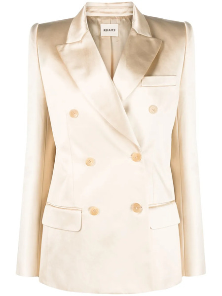  Khaite Nathan Satin Double-breasted Blazer - Neutrals 