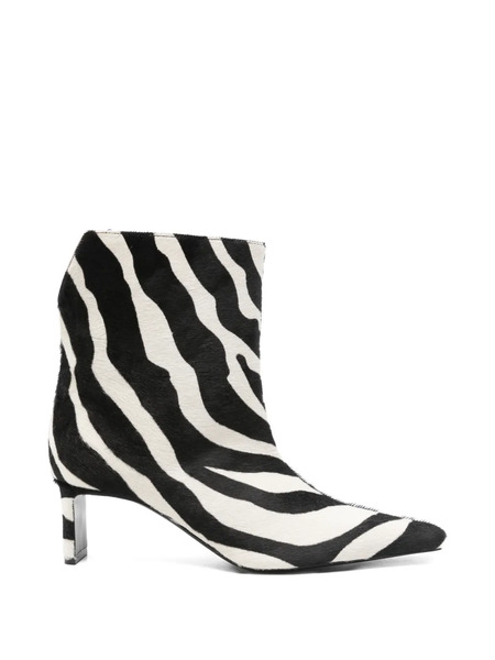  Khaite Ona Zebra-pattern Ankle Boots - White 