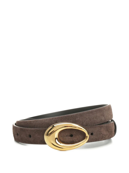  Khaite Oval-buckle Suede Belt - Brown 