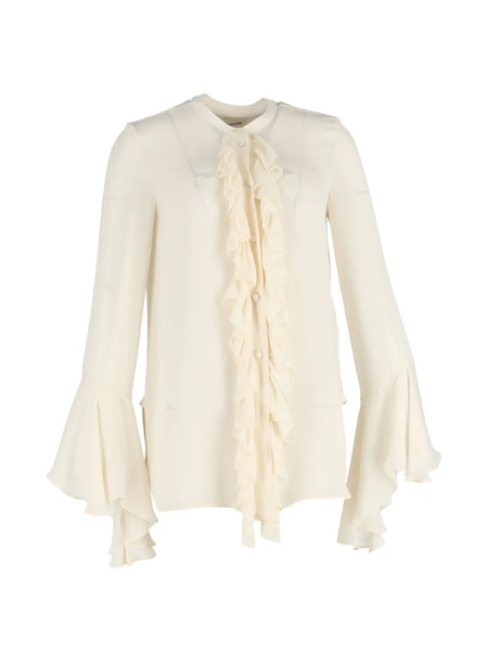  Khaite Pre-owned Ruffled Silk Shirt - Neutrals 