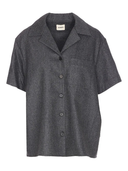  Khaite Riordan Buttoned Short-sleeve Shirt - Grey 