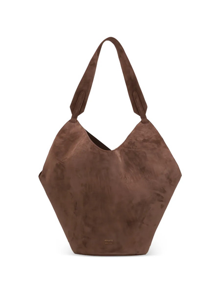  Khaite Small Lotus Suede Bucket Bag - Brown 
