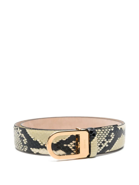  Khaite Snakeskin-effect Buckled Belt - Neutrals 