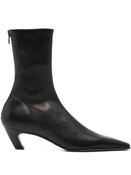  Khaite Square Toe Heeled Boots - Black 