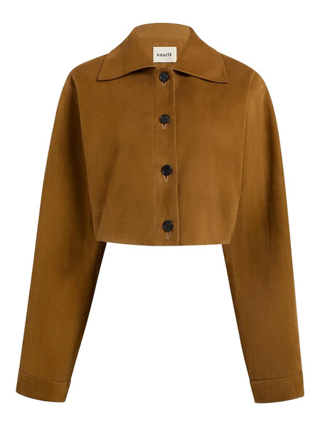 Khaite Sue Suede Cropped Jacket - Brown 