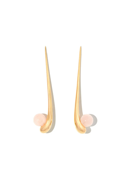  Khiry Rose Quartz Drop Stud Earrings - Gold 