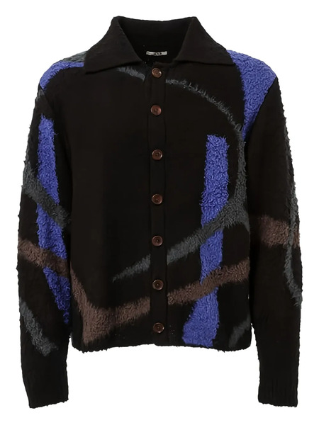 Khoki Buttoned Patterned Cardigan - Black 